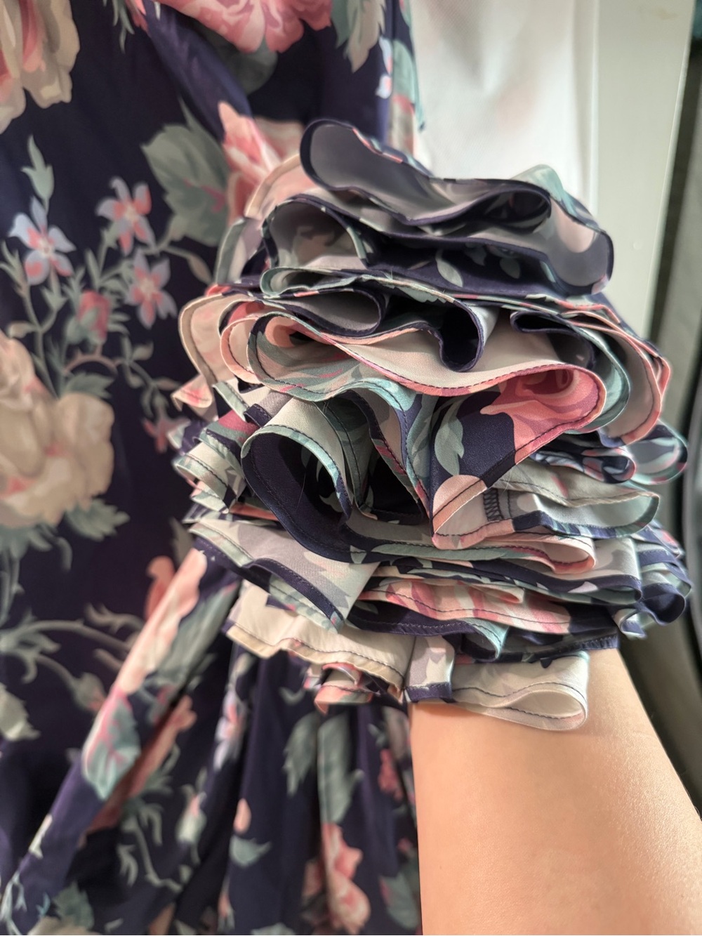 Selkie Navy Maxi Dress with Pink Rose Print - Picture 5 of 5